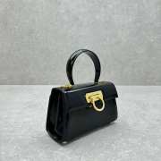 Uubags | Ferragamo Iconic top handle black bag in brushed-off calfskin with a gold Gancini clasp 21x8x12cm - 5