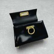 Uubags | Ferragamo Iconic top handle black bag in brushed-off calfskin with a gold Gancini clasp 21x8x12cm - 2