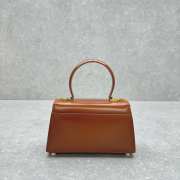 Uubags | Ferragamo Iconic top handle brown bag in brushed-off calfskin with a gold Gancini clasp 21x8x12cm - 4