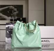 Uubags | Chanel Bag 22 Shiny Calfskin & Gold Metal Mint Green 39x42x8cm - 2