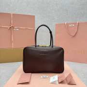 Uubags | Miu Miu Leather Beau bag in dark brown 23x34x10cm - 1