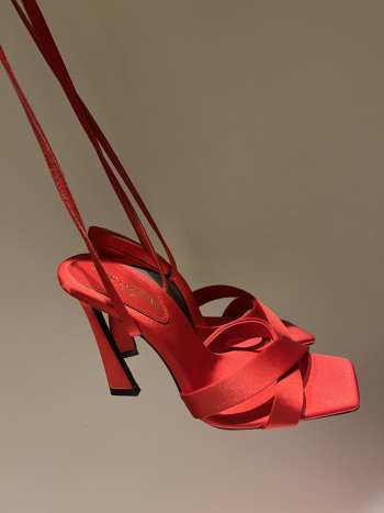 Uubags | YSL Corinne sandals in red satin crepe 11cm