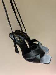 Uubags | YSL Corinne sandals in black satin crepe 11cm - 1