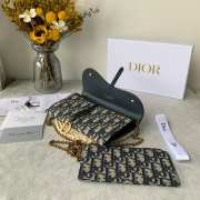 Uubags | Dior Blue & Beige Saddle Oblique Pochette Wallet 21x13cm - 5