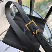 Uubags | YSL Cassandre Belt With Gold Square Buckle In Black Grained Leather 3cm - 4