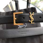 Uubags | YSL Cassandre Belt With Gold Square Buckle In Black Grained Leather 3cm - 6