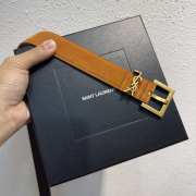 Uubags | YSL Cassandre Belt With Square Buckle In Brown Suede 3cm - 5