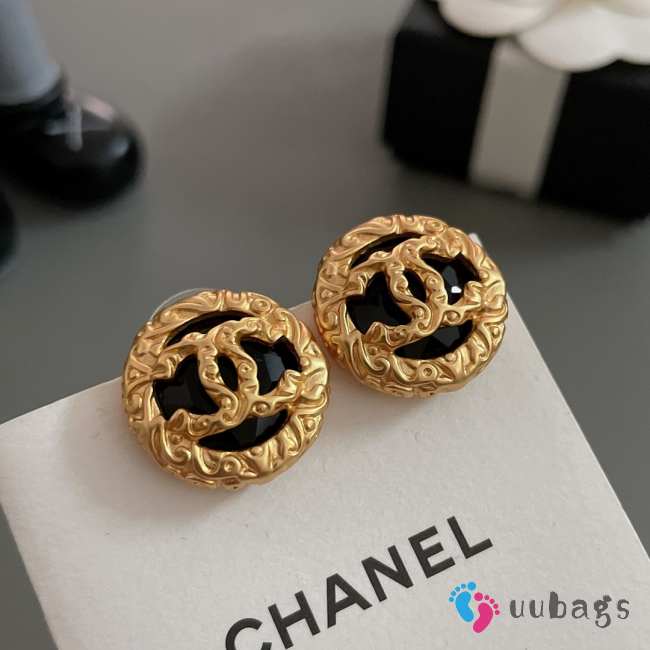 Uubags | Chanel Black Gold Lava Earrings - 1