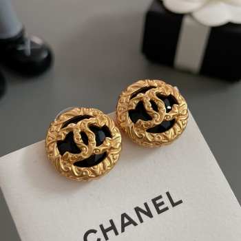 Uubags | Chanel Black Gold Lava Earrings