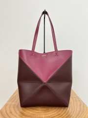 Uubags | Loewe Puzzle Fold large tote bag in crimson/dark burgundy shiny calfskin 31x25x14cm - 1