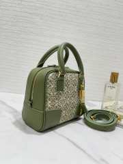 Uubags | Loewe Amazona 19 square bag in Anagram jacquard and calfskin green 16x14x8.5cm - 6