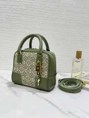 Uubags | Loewe Amazona 19 square bag in Anagram jacquard and calfskin green 16x14x8.5cm - 3