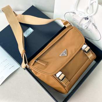 Uubags | Prada 2VD066 Re-Nylon and leather shoulder bag in cork beige 25x18x10.5cm