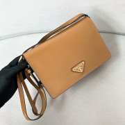 Uubags | Prada 1BD082 glossy leather shoulkder bag in brown 22x13x8cm - 6