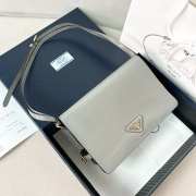 Uubags | Prada 1BD082 glossy leather shoulkder bag in gray 22x13x8cm - 1