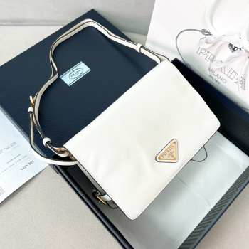 Uubags | Prada 1BD082 glossy leather shoulkder bag in white 22x13x8cm