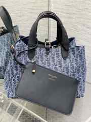 Uubags | Medium Dior Toujours Bag Blue Denim Oblique Jacquard 28.5x21.5x17cm - 5