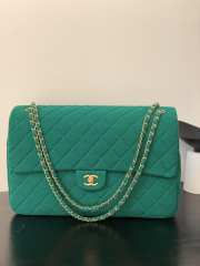 Uubags | Chanel Airlines Large XXL Classic Flap Bag In Green 40x26x12cm - 1