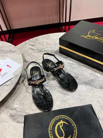 Uubags | Louboutin MJ Thong 4.5cm mules - Alligator embossed calf leather in black