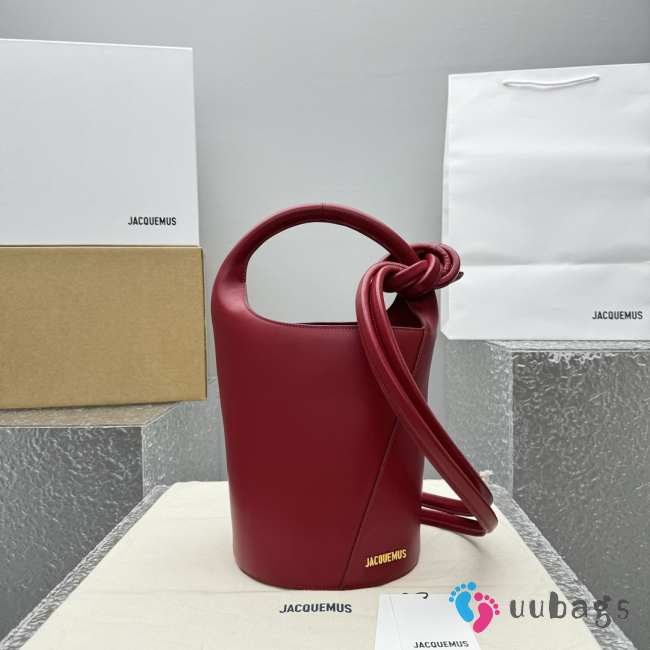 Uubags | Jacquemus Mini Knotted Bucket Bag In Red 19x24.5x38cm - 1