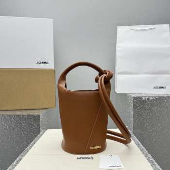 Uubags | Jacquemus Mini Knotted Bucket Bag In Brown 19x24.5x38cm