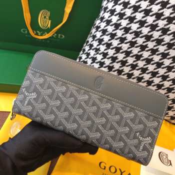 Uubags | Goyard Matignon GM wallet in grey 20x2.3x11cm