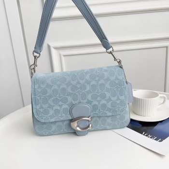 Uubags | Coach Washed Denim Soft Tabby Small Shoulder Bag In Blue 26x15x8.5cm