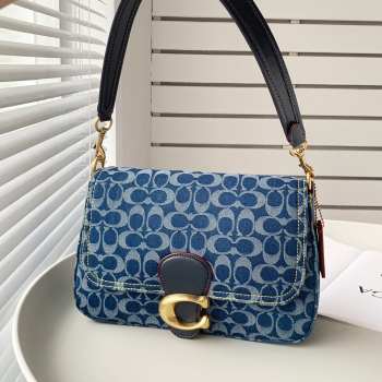 Uubags | Coach Soft Tabby Shoulder Crossbody Bag Signature Denim 26x16x9cm