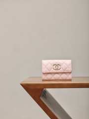 Uubags | Chanel Flip wallet Grained Calfskin & Gold Metal Light Pink 9x16.5x2cm - 1