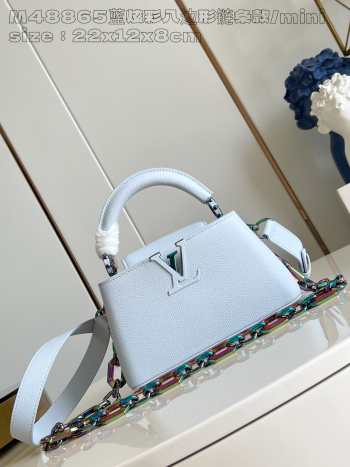 Uubags | Louis Vuitton M11422 Release Capucines Mini East-West Bag In Blue bleach 22x12x8cm