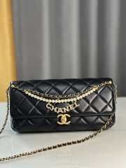 Uubags | Chanel 24A pearl chain baguette bag black 13x27x5cm - 1