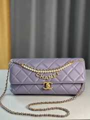 Uubags | Chanel 24A pearl chain baguette bag purple 13x27x5cm - 1