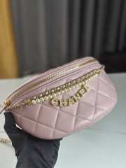 Uubags | Chanel Fanny pack Shiny Lambskin, Faux Pearls & Gold Metallic Pink 17x24x11cm - 2