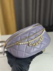 Uubags | Chanel Fanny pack Shiny Lambskin, Faux Pearls & Gold Metallic Purple 17x24x11cm - 1