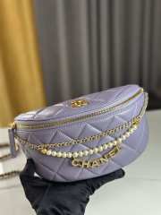 Uubags | Chanel Fanny pack Shiny Lambskin, Faux Pearls & Gold Metallic Purple 17x24x11cm - 5