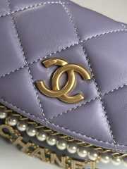 Uubags | Chanel Fanny pack Shiny Lambskin, Faux Pearls & Gold Metallic Purple 17x24x11cm - 2