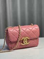 Uubags | Chanel Mini Flap Bag Shiny Lambskin & Gold Plated Metal Pink 13.5x19x7cm - 3