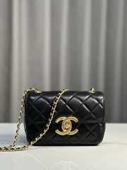 Uubags | Chanel Mini Flap Bag Shiny Lambskin & Gold Plated Metal Black 13.5x19x7cm - 1