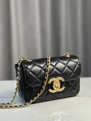 Uubags | Chanel Mini Flap Bag Shiny Lambskin & Gold Plated Metal Black 13.5x19x7cm - 2