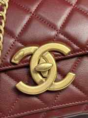 Uubags | Chanel Mini Flap Bag Shiny Lambskin & Gold Plated Metal Red 13.5x19x7cm - 5