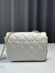 Uubags | Chanel Mini Flap Bag Shiny Lambskin & Gold Plated Metal White 13.5x19x7cm - 4