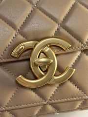 Uubags | Chanel Mini Flap Bag Shiny Lambskin & Gold Plated Metal Beige 13.5x19x7cm - 6