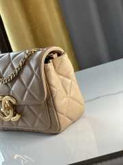 Uubags | Chanel Mini Flap Bag Shiny Lambskin & Gold Plated Metal Beige 13.5x19x7cm - 5