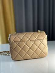 Uubags | Chanel Mini Flap Bag Shiny Lambskin & Gold Plated Metal Beige 13.5x19x7cm - 4