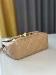 Uubags | Chanel Mini Flap Bag Shiny Lambskin & Gold Plated Metal Beige 13.5x19x7cm - 3