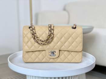 Uubags | Chanel Classic Flap Bag Caviar In Beige With Silver Hardware 25cm