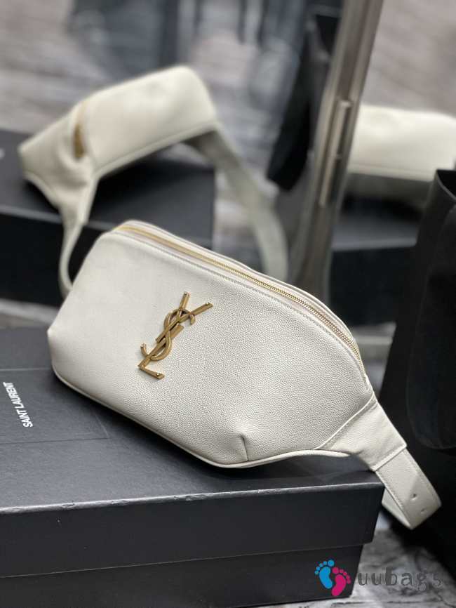 Uubags | YSL Cassandre Classic white belt bag with gold buckle 25x14x3.5cm - 1