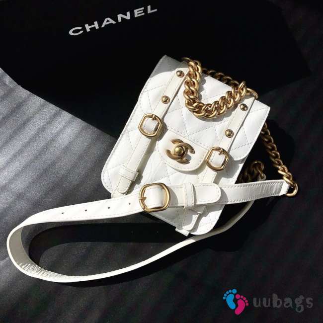 Uubags | Chanel AS2695 Mini Flap Bag Calfskin White 17x14x7cm - 1