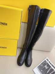 Uubags | Fendi Rockoko black leather ankle boots with stretch fabric - 6