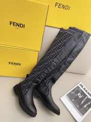 Uubags | Fendi Rockoko black leather ankle boots with stretch fabric - 5